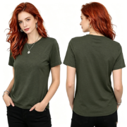 Solid Color Crew Neck Short Sleeve T-Shirt - Image 2