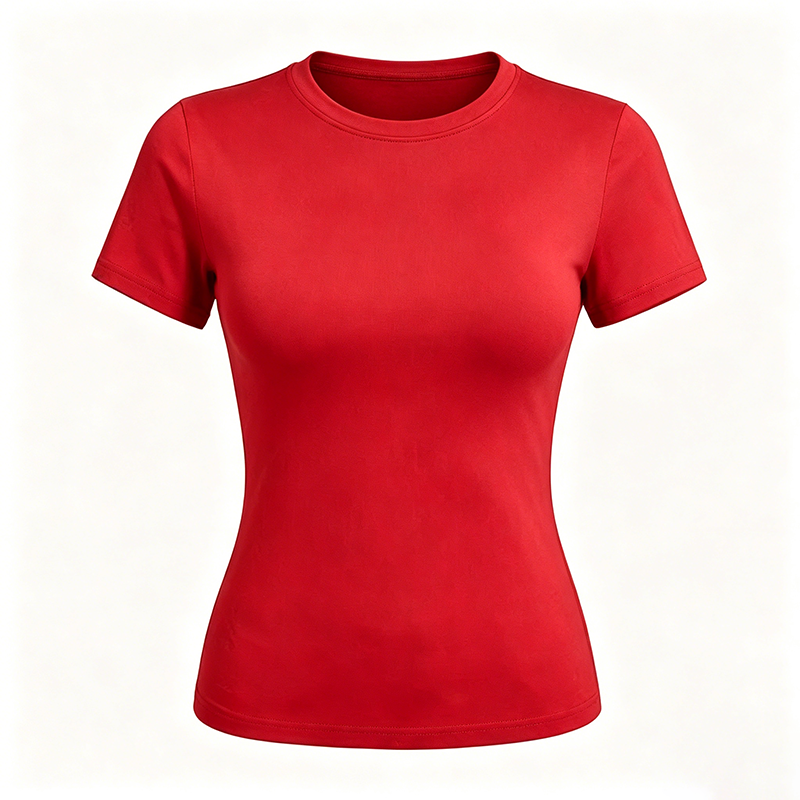 8-1 Solid Color Crew Neck Fitted Short Sleeve T-Shirt - Image 1